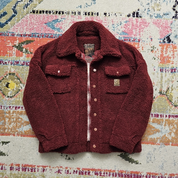 DIXXON Women's Petaluma Sherpa Jacket Oversized Small Button Down Red - Picture 3 of 14